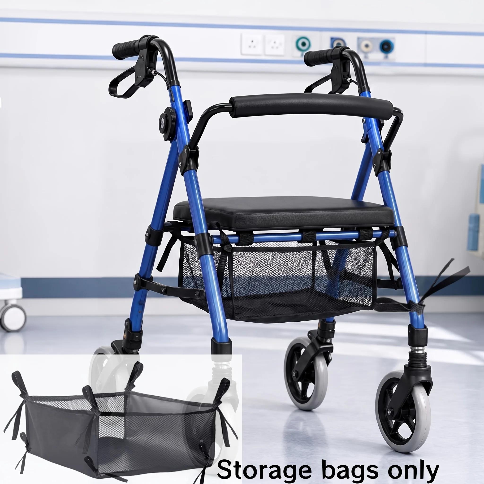 Wheelchair Mobility Scooter Under-Seat Storage Bag, Portable Rollator Walker Storage Organizer Bag