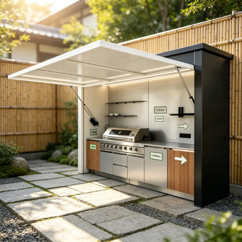 Modern Custom Aluminum Outdoor Kitchen Cabinets Durable Rust Proof for Villa Patio Outdoor Cooking Area