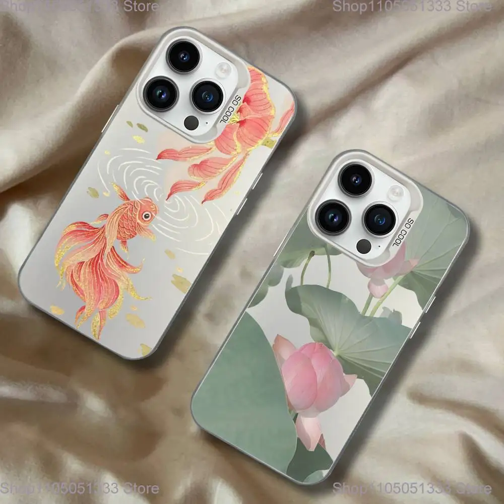 

Peony Lotus Print Design Phone Case For iPhone 16,15,14,13,12,11,Pro,XS,Max,Plus,Mini,SE White Candy Matte Shockproof Cover