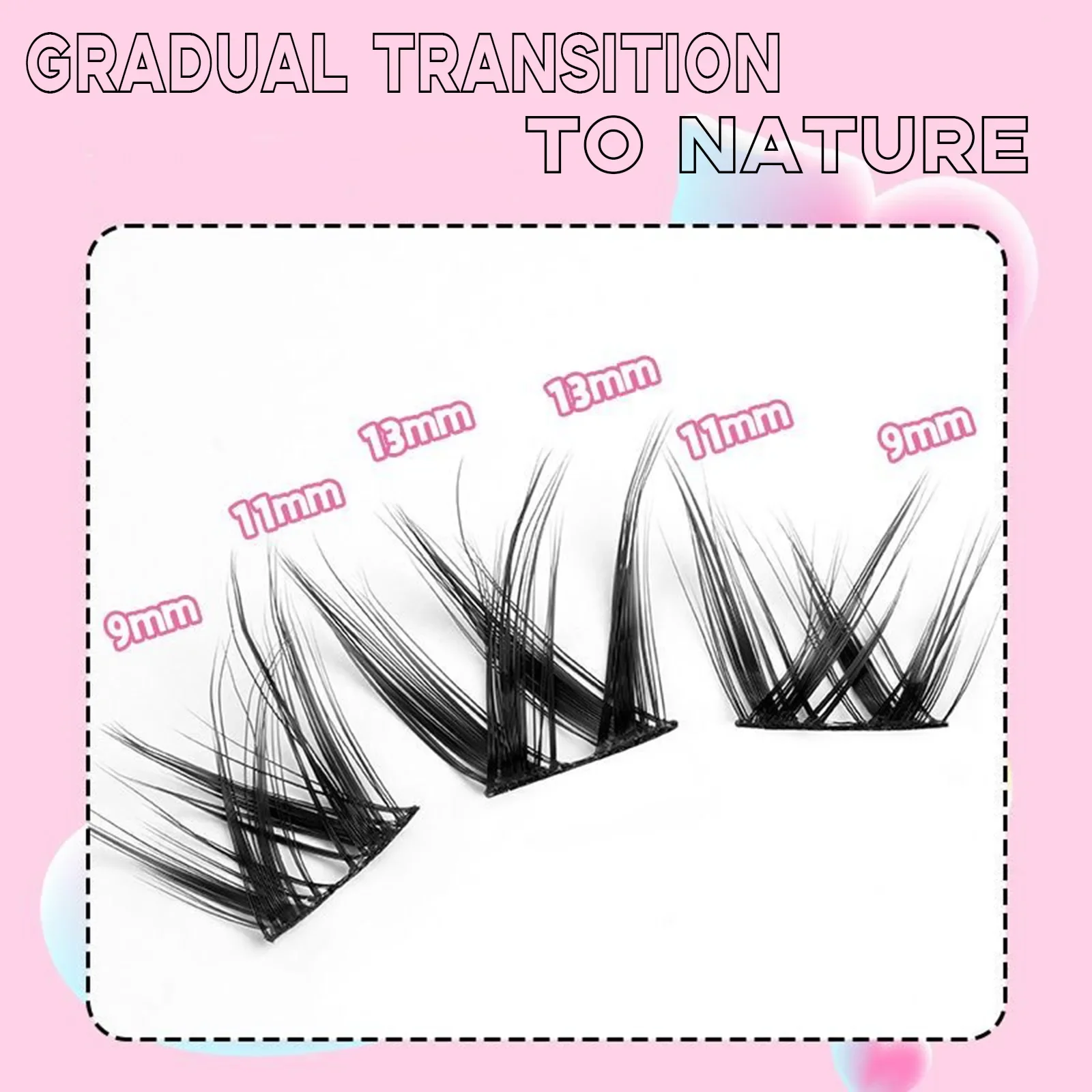 3pair W False Eyelash DIY Manga Lashes Transparent Terrier Strands Eyelash Soft False Eyelashes Eyelashes Daily Makeup