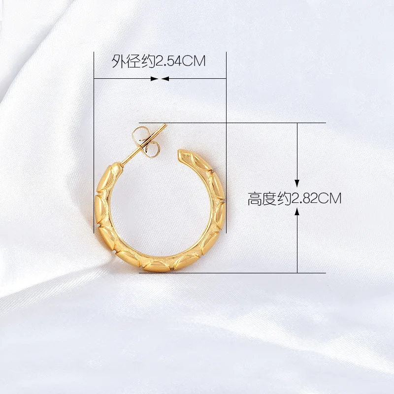 European and American Fashionable Geometric Pattern U-Shaped Earrings Plated with 18K Real Gold and High-End Earrings