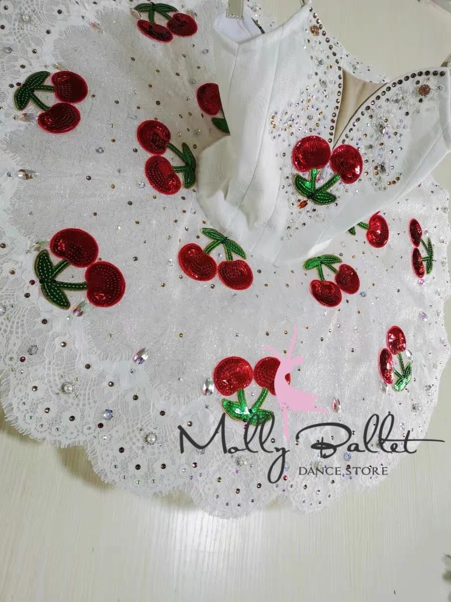 Falda de ballet personalizada de gama alta, tutú de organza de cereza, ropa de rendimiento de competición, novedad