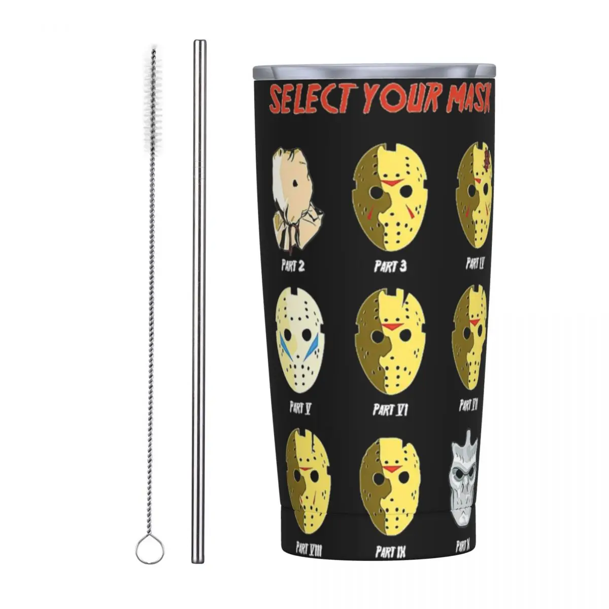 Friday 13th Horror Movie 2024 Tumbler Vacuum Insulated Jason Voorhees Thermal Cup with Lid Straw Home Mug Spill Proof 20oz