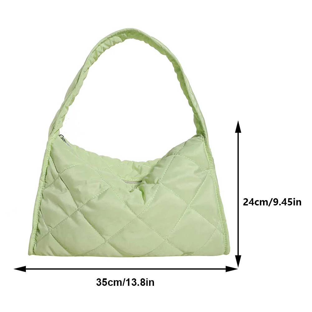 Women Quilted Shoulder Bag Zipper Padding Underarm Bag Large Capacity Crescent Bag Fashion Everyday Tote Bag Soft Tote Handbag