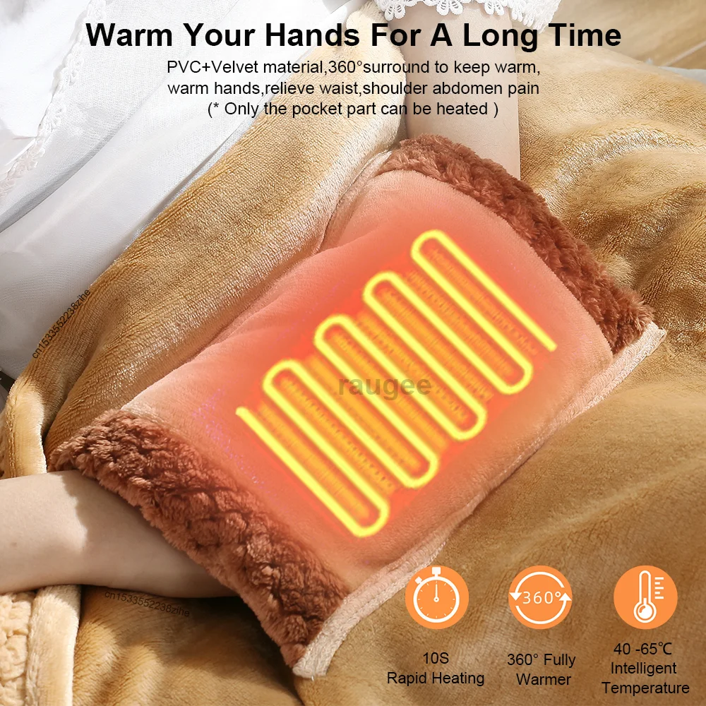 USB Heating Blanket Portable Heated Blanket with Hand Warmer USB Heating Pad Household Winter Soft Plush Fast USB Heated Blanket