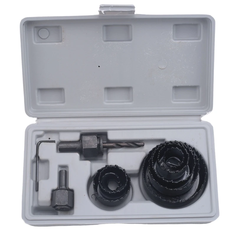 【Popolare】 11 pezzi Set da taglio per sega a tazza Kit di perforazione Utensile per legno Taglierina per metallo 19-64 mm Mandrini di alta qualità Seghe Punte per carotaggio Woodw