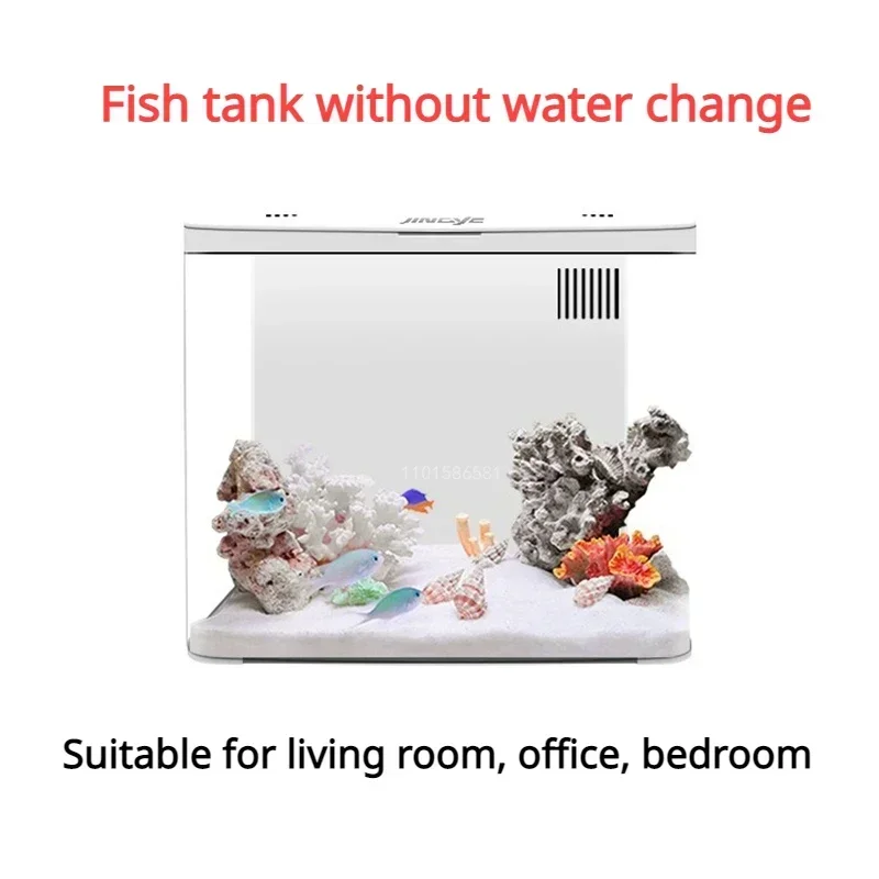 Desktop Aquarium 20*20*14CM Self-circulating Ecological Aquarium Pump, Oxygenation, Filter, Light Set Fish Tank Office Decora