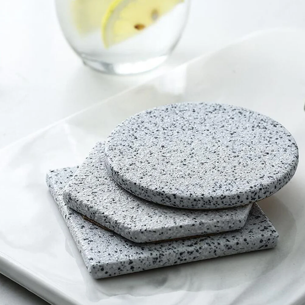 

5Pcs Elegant Granite Mug Mats Waterproof Anti-Scalding Desktop Protection Home Coaster Wood Color Cup Mat Desktop Cup Mat