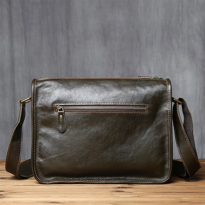Nzpj Vintage Echt leder Herren Umhängetasche natürliche Rindsleder Umhängetasche lässig Herren Rucksack für 11 Zoll iPad – Detail 8