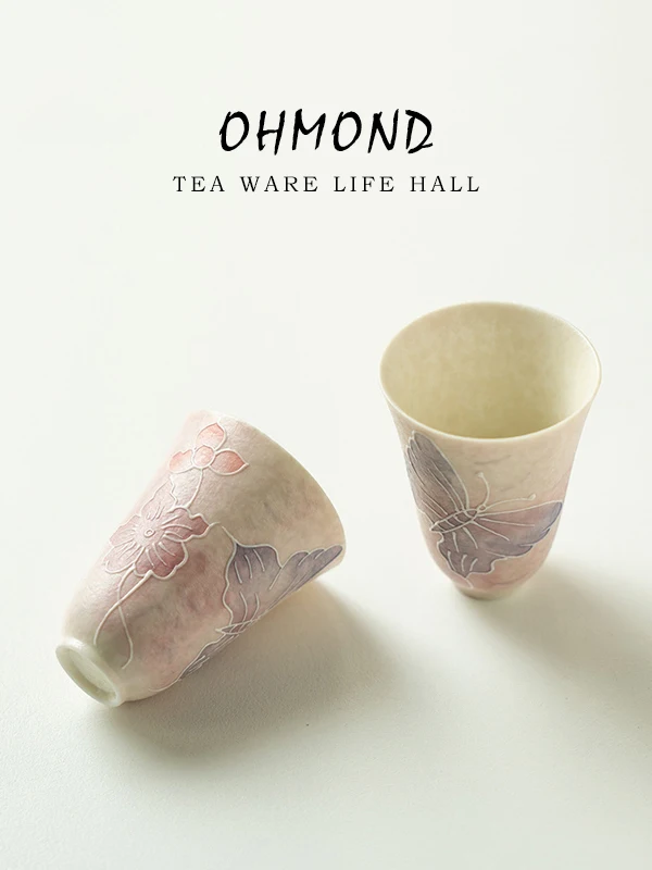 

OHMOND Cerc Tea Cup Mineral P Pink Fraance Cup High Aesthetic Value Tea Set Cute Sle Handmade Crted