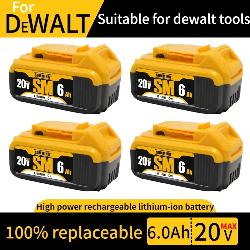 

For DEWALT battery rechargeable lithium-ion battery20V 6.0Ah replace DCB203 DCB205 DCB206fast chargingDEWALT tool battery