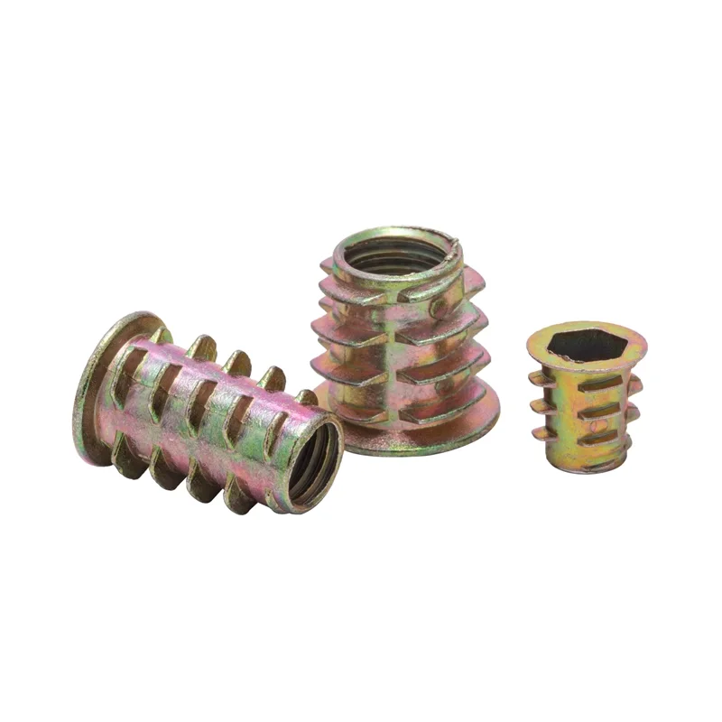 50pcs möbel muttern zink legierung möbel muttern gewinde für holz einsatz mutter flansch hex antriebs kopf M4-M10