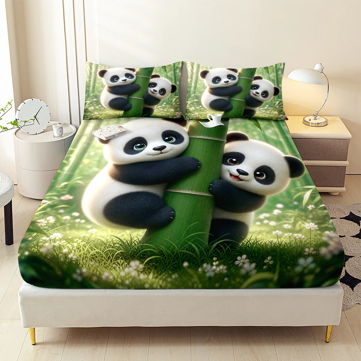Baby Nursery Forest Theme - Niedliches Waldbär-Bettwäscheset, Matratzenschoner aus atmungsaktivem Polyester-Material