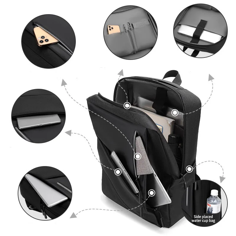 Male Business Backpack with USB Charging Travel Trip Work Laptop Rucksack Outdoor Camping Hiking Shoulder Bag Weekend Schoolbag