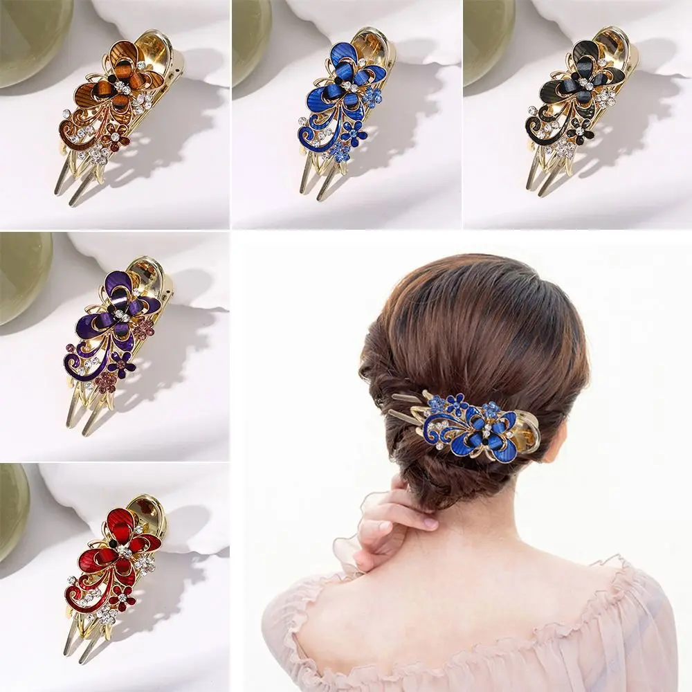 Elegant Headwear Decoration Alligator Hair Clip Hair Accessories Rhinestone Butterfly Hair Claw Crystal Flower Hairpin