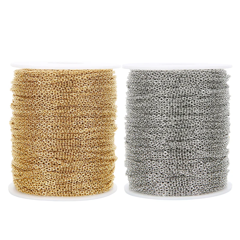 2m/lot Stainless Steel Rolo Chains 1.2/1.5/2/2.5mm Rose Gold/Gold Plated Link Chains Fit DIY Necklace Bracelet Jewelry Making