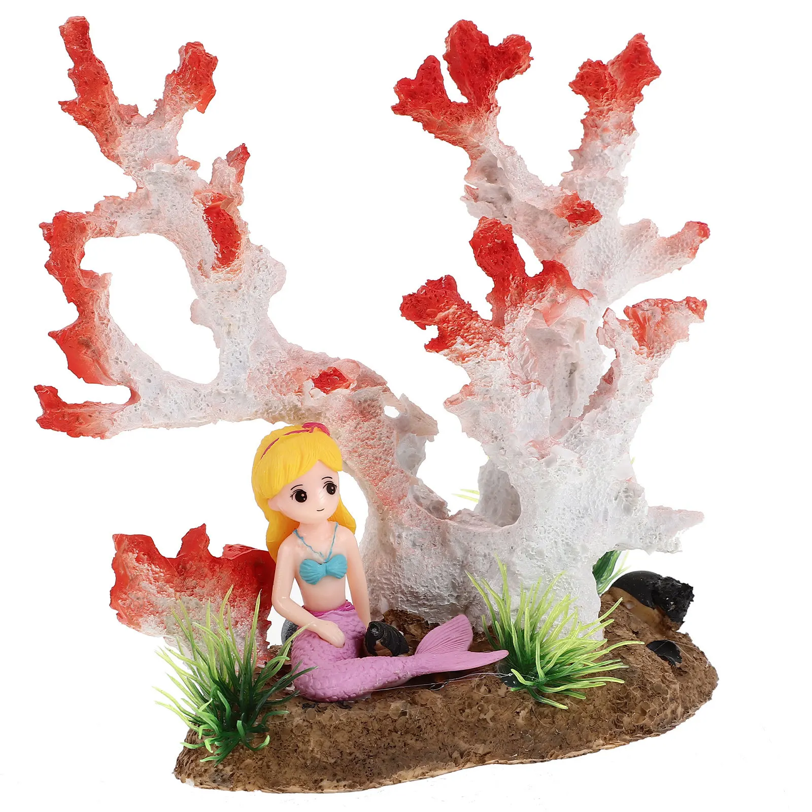 

Mermaid Coral Reef Statue Aquarium Decor Underwater Craft Exquisite Details Safe for Fish Fresh Salt Water Fake Coral Ornament