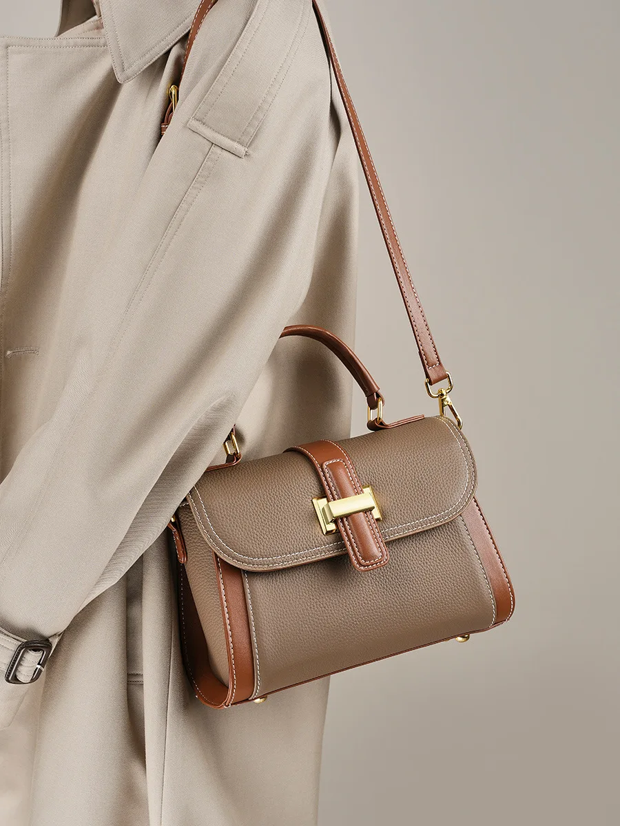 

niche Top layer cowhide premium texture hand-held crossbody bag, light luxury shoulder bag versatile genuine leather for women