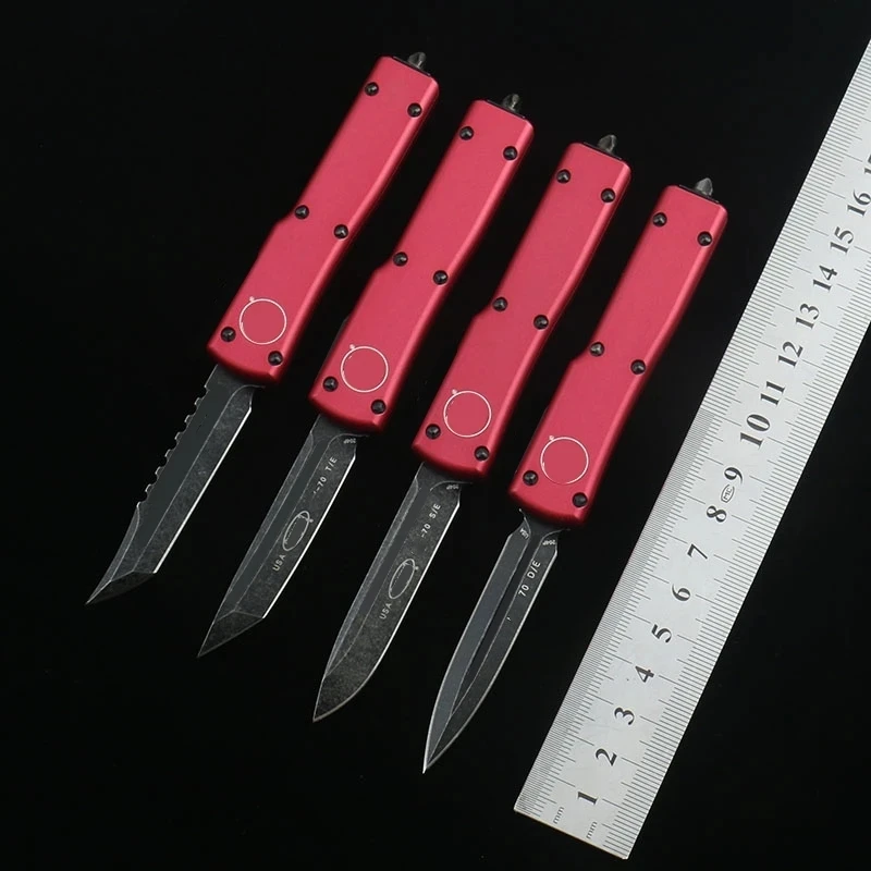 

Ztech RED Micro X70 OTF Tech Knife Hellhound Knives D2 Blade6061-T6 Aviation Aluminum Alloy Dinner Kitchen