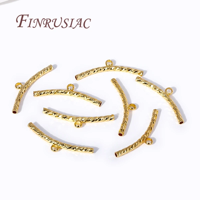 2mm*25mm 18K vergoldete, gewellte, gebogene lange Röhrenperlen-Verbinder für DIY-Halsketten- und Armbandzubehör.