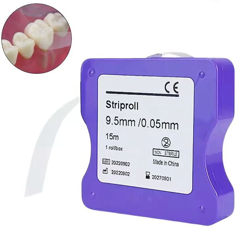 

15m Dental Resin Strip Roll Dentistry Polyester Film Light Cured Molding Sheet Clear Matrix Bands Width:9.5mm Thickness 0.05mm