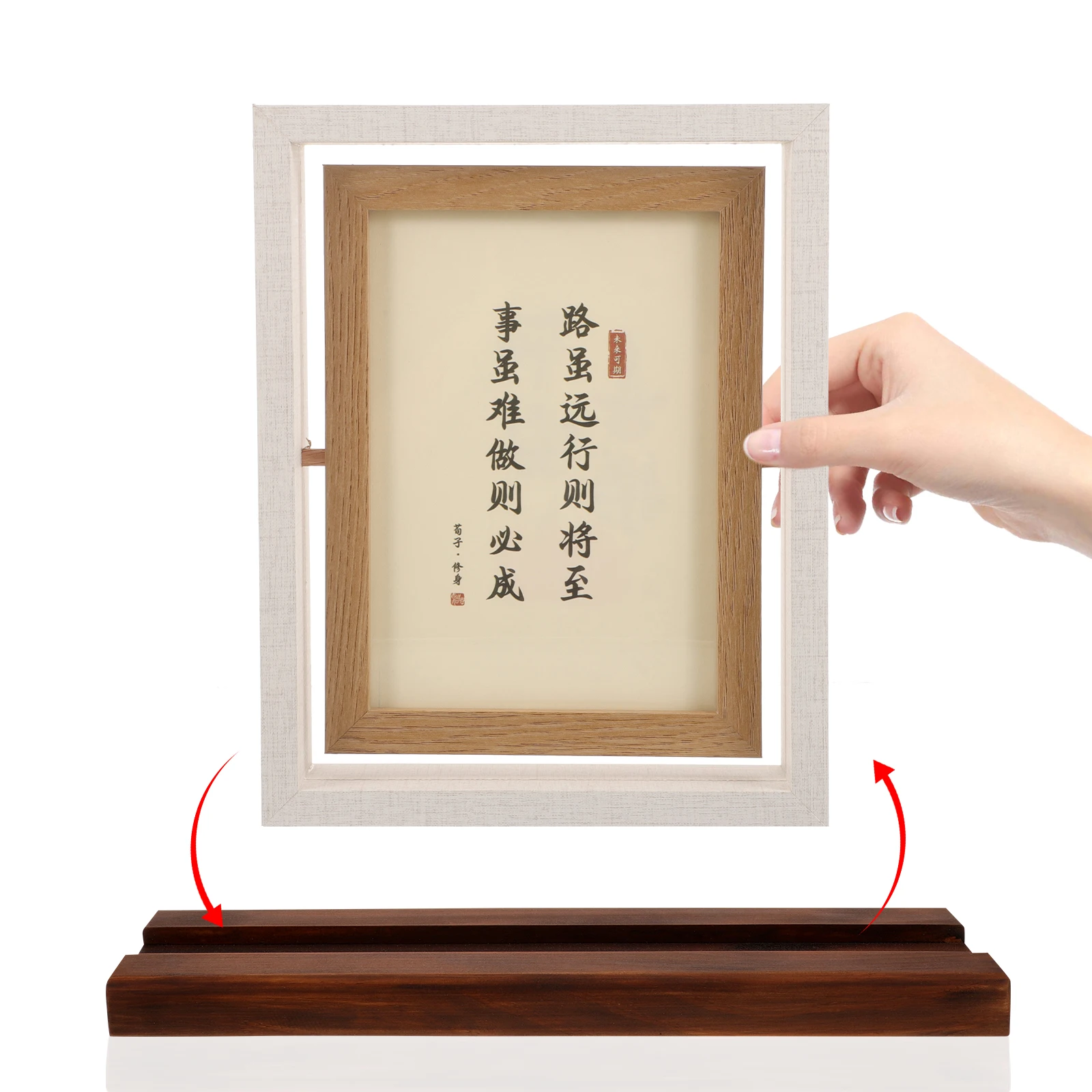 Base de madeira pintura de areia expositor suporte de espelho de chão de madeira suporte para exibição de medalha de certificado de espelho de comprimento total