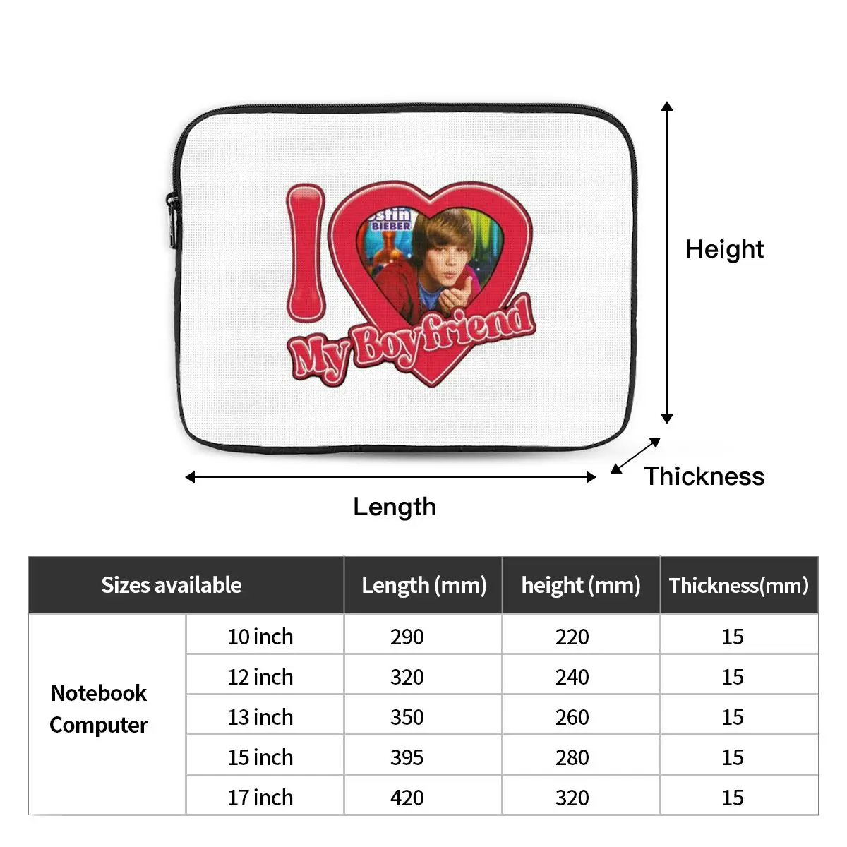 Popular Singe Justin Bieber JBiebs Notebook Laptop Bag 10 12 13 15 17 Inch For Macbook Air Pro Tablet Shockproof Case Bag
