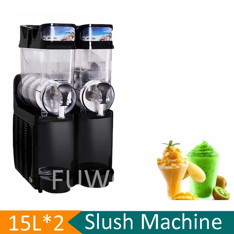 

Commercial Frozen Drink Slush Machine 15L*2 Margarita Slush Soft Ice Cream Juice Machine 15L Each Bowl Smoothie Beverage Machine