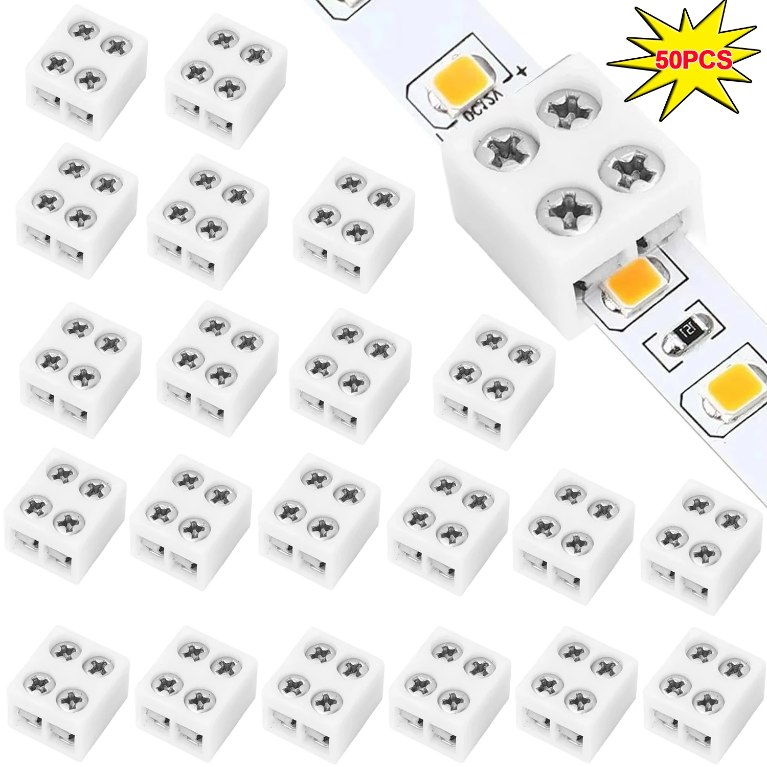 50pcs High Quality LED Strip Buckle 8mm Terminal Splice Plug Screw-in 2-Pin Fixing Clip Free Welding Led Light Strip Connector