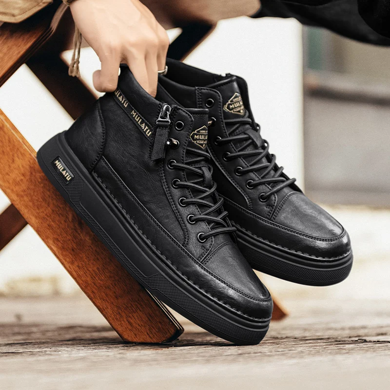 

Мужские ботинки, зимняя хлопковая обувь, модная повседневная обувь с высоким берцем, трендовые ботинки, туфли на плоской подошве, корейская версия, обувь для инструментов, студенческая обувь 2025 г.