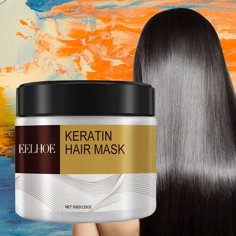 Mascarilla para el cuidado del cabello con queratina y colágeno, 100g, Reduce la sequedad, Frizz, previene la división del cabello, suaviza el Control de aceite, acondicionador hidratante
