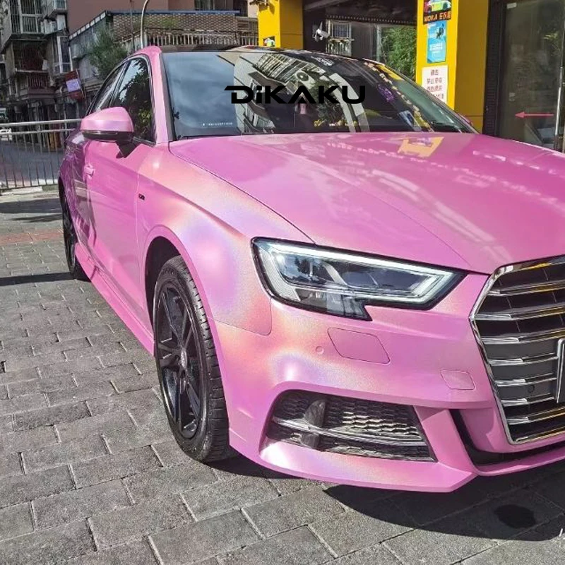 Highest Quality Sparkle Glossy Iridescence Laser Pink Vinyl Wrap Foil With Air Free Bubble For Vehicle And Motorcycle