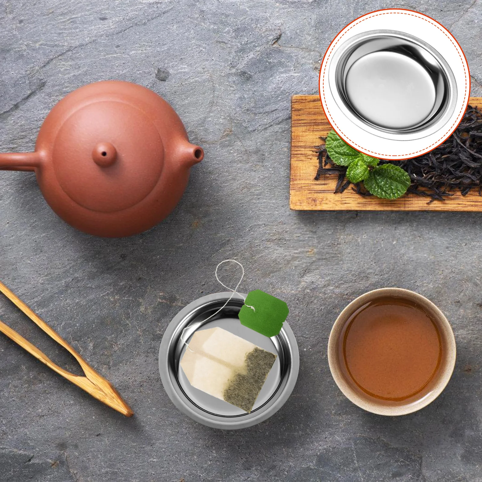 

HOMOBABE Stainless Steel Tea Bag Holder Saucer Lightweight Mat for Organizing Tea Bags Perfect Gift for Tea