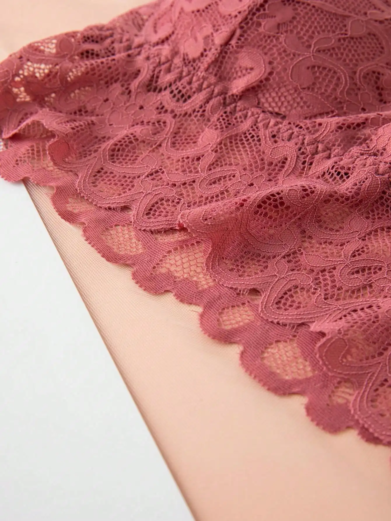 Conjunto de Lingerie de Renda com 5 Peças, Sutiã Sem Arame e Shorts Combinando para Primavera e Verão