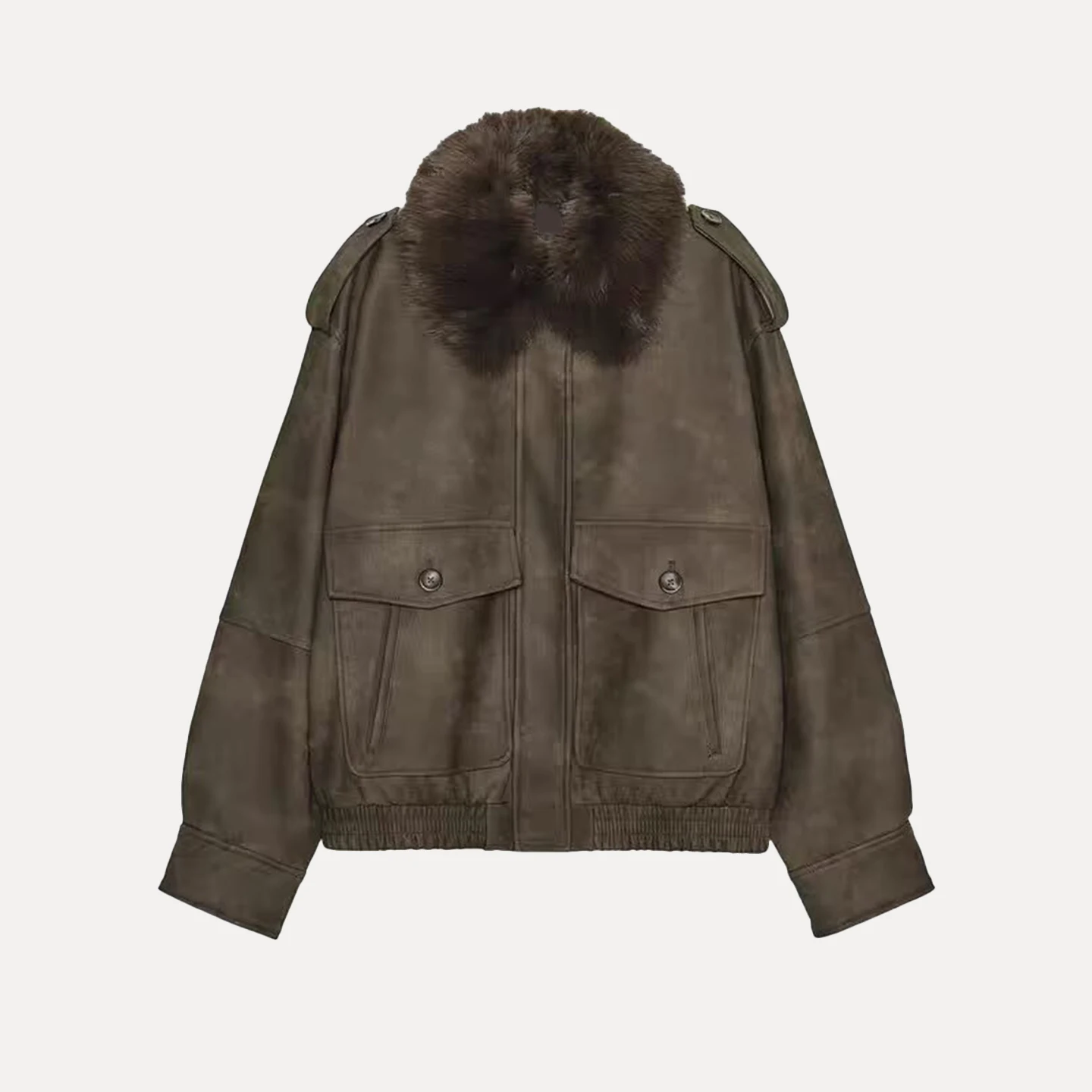 Chaqueta Casual de Moda para Mujer Z, Estilo Nuevo 2025, Efecto Piel Sintética, Corte Hoado, Chaqueta Corta, Manga Lar...