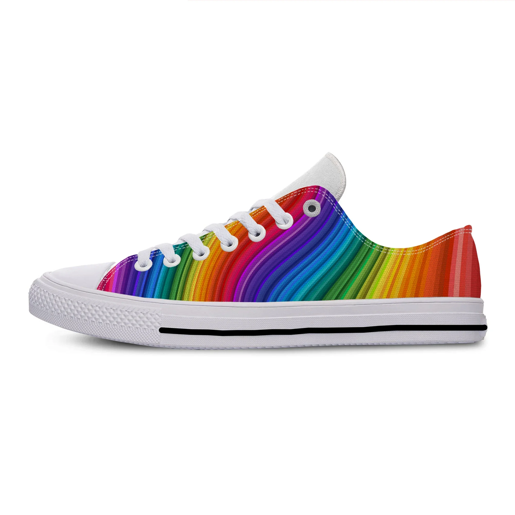 Hot Cool Rainbow Spot Stripe Colorful Watercolour Mixture Fashion Lightweight Classic Shoes Men Women Casual Breathable Sneakers