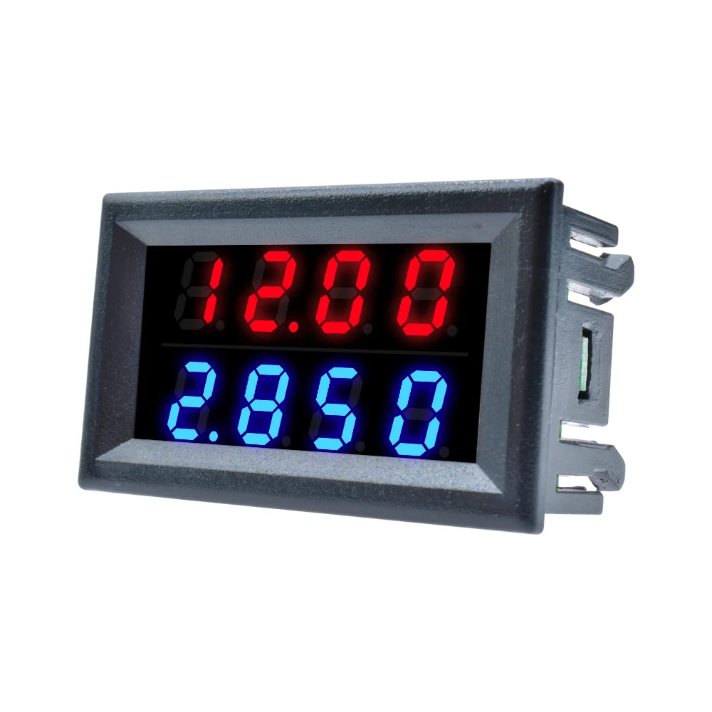 Imagem -04 - Mini Voltímetro Digital com Display Led Duplo Medidor de Tensão Atual Amperímetro Bits Fios dc 100v 200v 10a 0.28 Azul e Vermelho