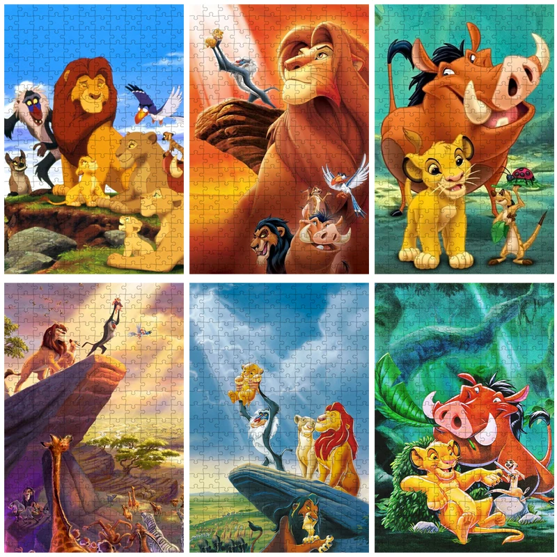 300/500/1000 PCS Cartoon DIY Adult Child Wooden Puzzle Disney The Lion King Assembled Jigsaw Puzzle Educational Toys Kids Gifts