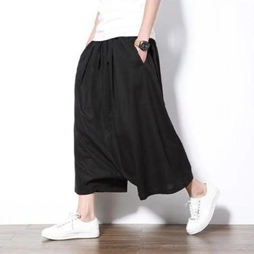 XS-5XL Summer New Men's Wide-Leg Skirt Pants American Retro Fashion Trendy Casual Simple Loose Breathable Niche Men's Bottoms
