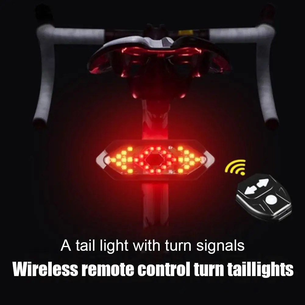 

Bike Turn Signal Warning Light with Horn Wireless Remote Control Rechargeable Indicator Light Cycling Bike USB Night Access O1A7