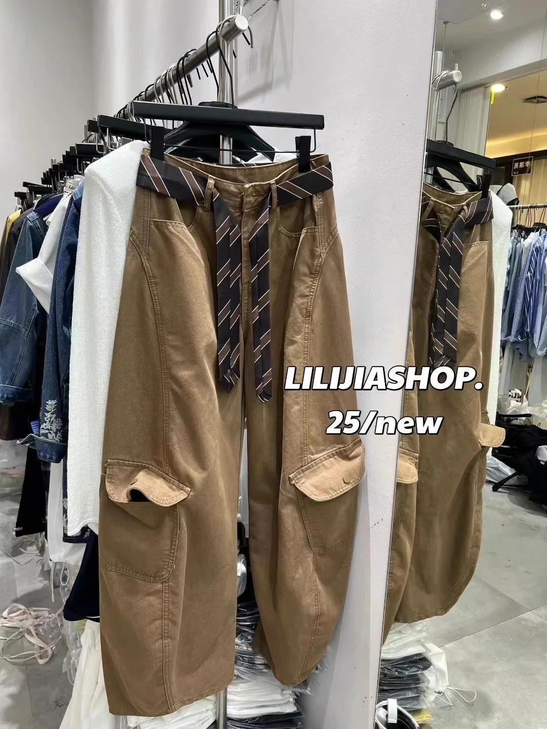 American Design Lazy Style Wide Leg Pants Women's Loose Fitting Conceal Flattering Casual Workwear High Waist Zipper Cotton