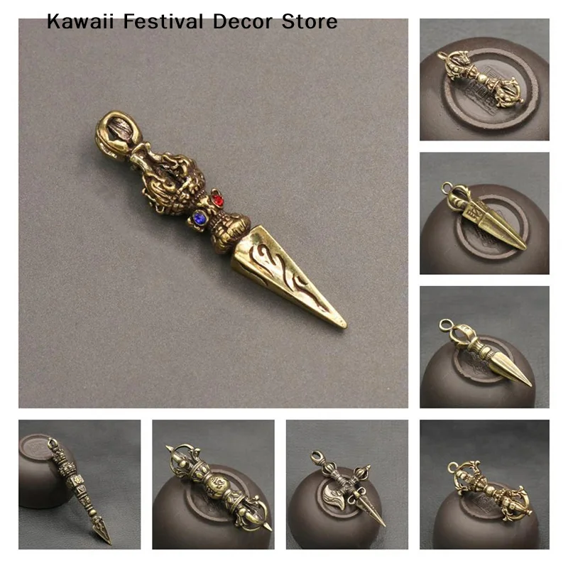 【K】Handcraft Pendant Vintage Solid Religious Pestle Prayer Pendants Nepal Tibetan Buddhist Vajra Copper Crafts Home Office Decor