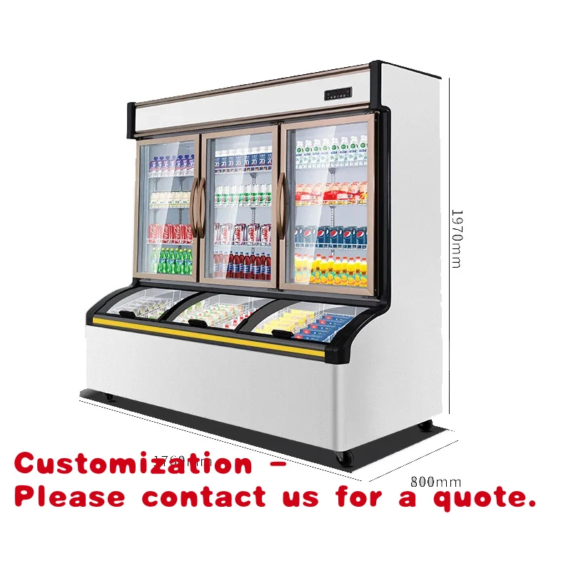 

custom.Three Door Vertical Freezer Beverage Combination Display Cabinet Energy Saving Fast Refrigeration Refrigerator