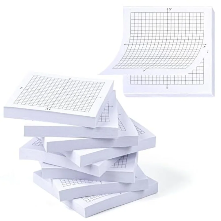 8PCS Graph Paper Sticky Notes 800 Sheets Self Adhesive Mini X Y Axis Coordinate Plane Post It 20 X 20 Four Quadrant Grid Pad fo