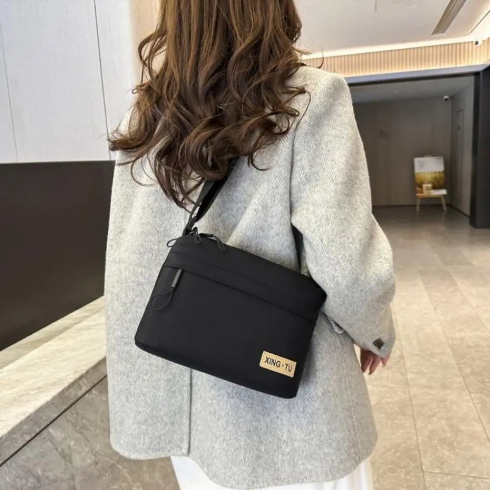 Casual Oxford Crossbody Bag Solid Color Large Capacity Shoulder Bag High Quality Soft Fabric Messenger Bag Women Men