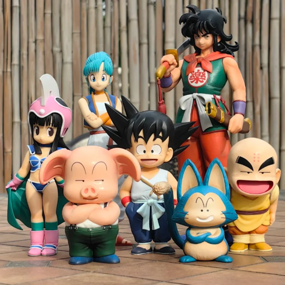 En Stock 6 Piezas Figuras de Acción de Dragon Ball Z, Versión Q de Son Goku, Chi-Chi, Bulma, Puar, Krillin y Oolong, Modelo de PVC, Regalo de Navidad