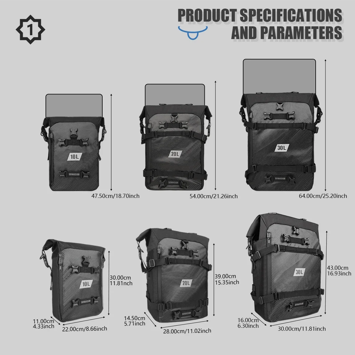 تحطم بار حقيبة مقاوم للماء دراجة نارية حقيبة العالمي الدراجات على ظهره 8L/10L/20L/30L دراجة نارية الجانب الذيل السرج لمسافات طويلة