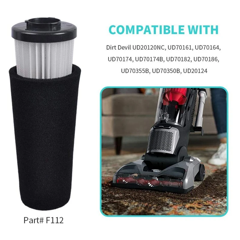 Filtro de substituição de 4 pacotes com escova para Dirt Devil Style F112 Endura substitui filtro de captura de odor, parte AD47936,UD20124