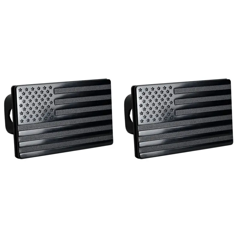 2X American Flag Hitch Cover- Metal USA Flag Trailer Hitch Cover-Patriotic Flag Plug Hitch Cover (Fits 2 Inch Receivers)-AS55