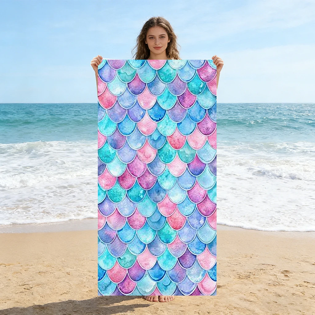 1 Stück Strandtuch mit leuchtenden Meerjungfrauen-Schuppen, super saugfähig, geeignet für Strandurlaub, Pool, Sommer, Geschenk für Freunde, Kinder, sich selbst
